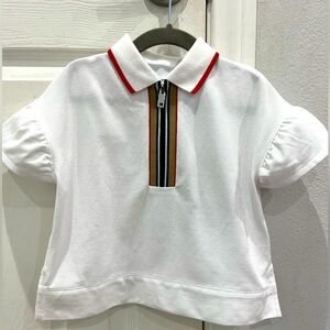 Burberry White Polo Shirt with Red and Black Accents